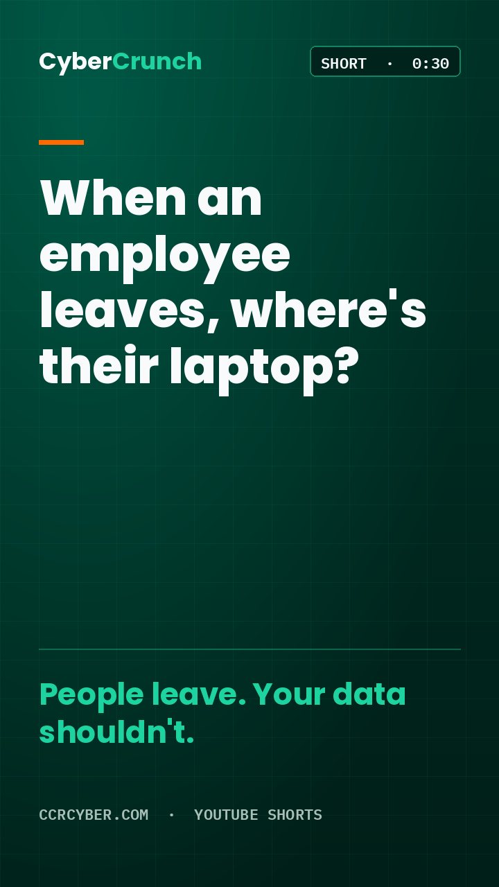 Poster for the CyberCrunch Short: An employee leaves. Where's their laptop?