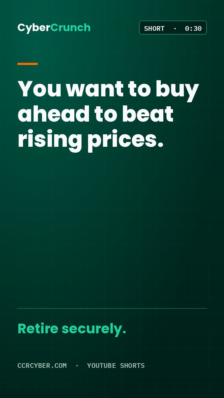 Poster for the CyberCrunch Short: Buy ahead to beat rising prices