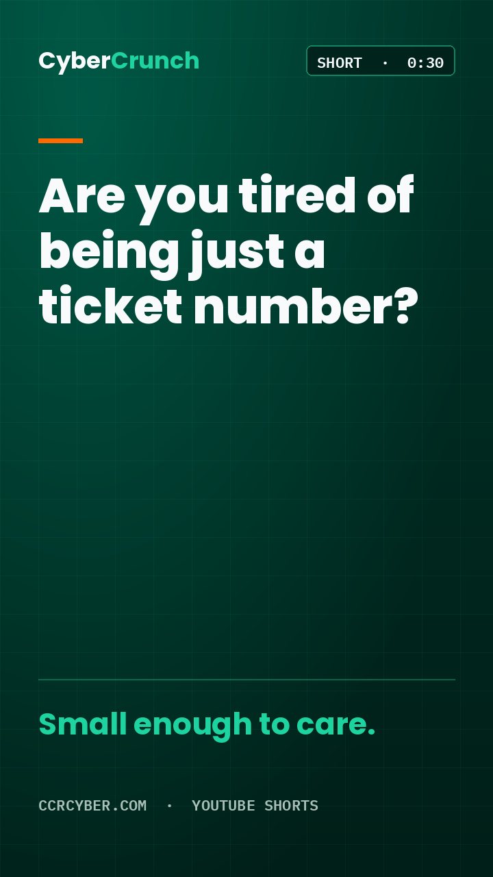 Poster for the CyberCrunch Short: Tired of being a ticket number?